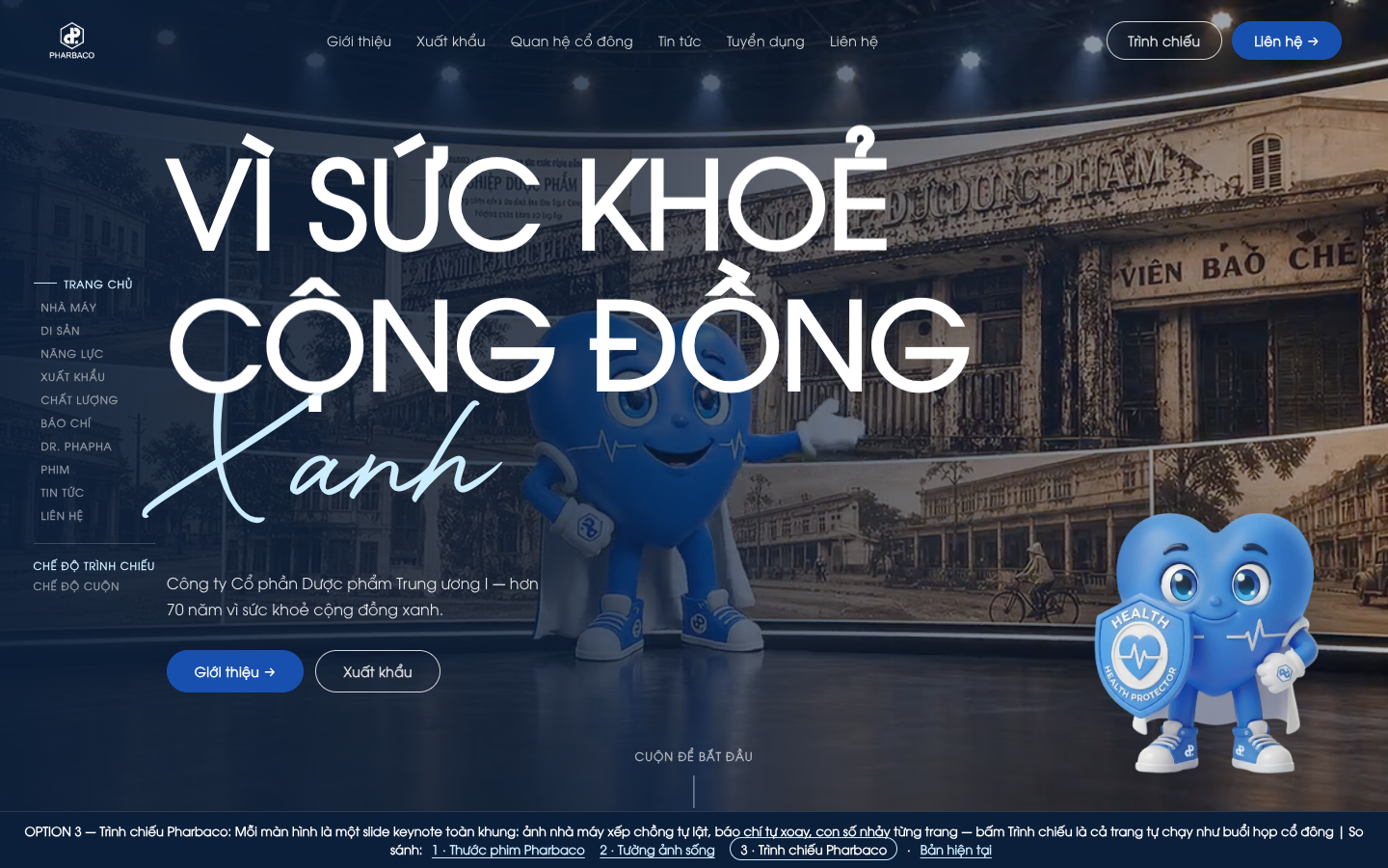 Phương án 3 — Trình chiếu Pharbaco